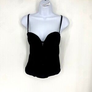 NWT Spirit Halloween Black Velvet Boned Corset Large Ren Faire Goth Costume